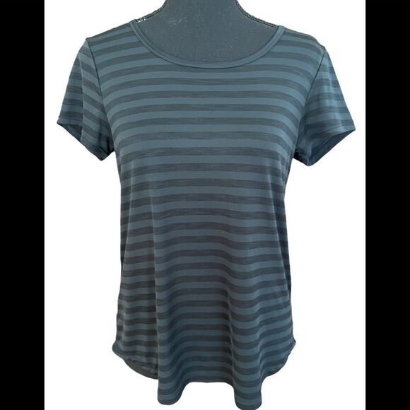 IDEOLOGY tonal gray/ black striped top with cut out back, size S - Picture 1 of 4